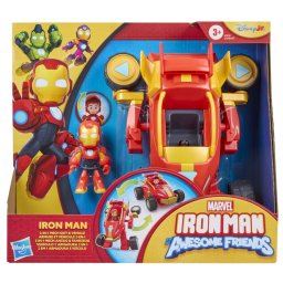 Set Marvel Iron Man cu vehicul 2 in 1 transformabil si figurina