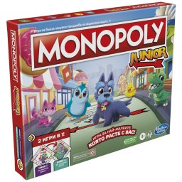 Joc Monopoly Junior 2 în 1 în limba bulgara, pentru copii 4+ ani