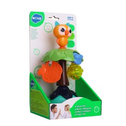 Jucarie bebe cu ventuza Bufnita multicolora pentru stimulare senzoriala