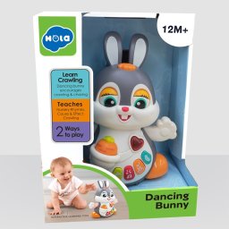 Iepuras dansator interactiv cu lumini si muzica pentru copii 12 luni+