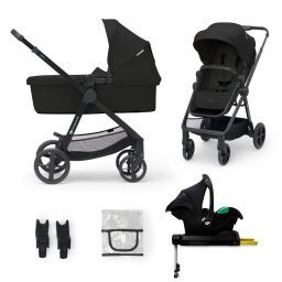 Carucior Kinderkraft NEWLY 4 în 1 cu scoica auto, Classic Black
