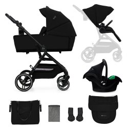 Carucior 3 in 1 Kinderkraft YOXI cu scoica Mink Pro, Pure Black