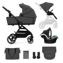 Carucior Kinderkraft YOXI 3 in 1 cu scoica Mink Pro, Moon Grey