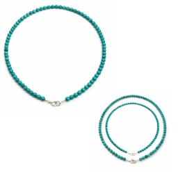 Colier din Turcoaz de Arizona Rotund 5,5-5,8 mm Accesorii de Argint 925 - 1 Buc