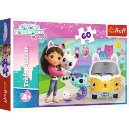 Trefl: Casa de păpuși a lui Gabi, Gabi și pisicile ei - puzzle de 60 piese