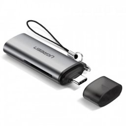 CARD READER extern Ugreen, CM184 interfata USB Type-C, citeste/scrie: SD si TF,microSD viteza pana la 5Gbps,suporta carduri maxim 512 GB, plastic,gri 50704 (timbru verde 0.03 lei) - 6957303857043