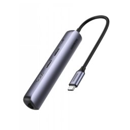 DOCKING Station Ugreen Ultra Slim, CM418 conectare PC USB Type-C, USB 3.0 x 2HDMI x 1/4K/30HzRJ-45 Gigabit LANx1USB Type Cx1 PD 100W, aluminiu, gri 10919 (timbru verde 0.8 lei) -6957303819195
