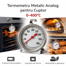 Termometru Metalic Analog pentru Cuptor 0400 grade Celsius Masurare Temperatura Aer / DALBI