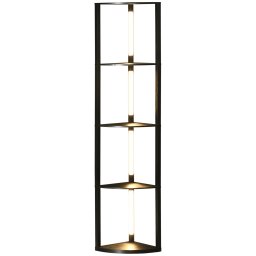 Lampadar modern cu rafturi, LED, MDF, negru, 41 x 29,5 x 163,5 cm, Resigilat, Grad A
