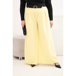 Pantaloni largi de damă Kesi cu curea, galbeni