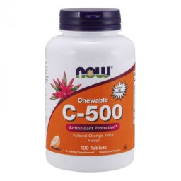 NOW Foods Vitamin C 500 mg Chewable Tablets 100 tab orange