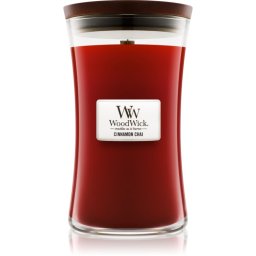 Woodwick Cinnamon Chai lumânare parfumată cu fitil din lemn 609.5 g