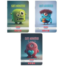 Caiet A5, 48 file, Herlitz Cute Monsters, hartie 70 g/mp, FSC