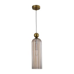Lustră suspendată pe cablu PIEGA, 1xE14/40W/230V, alamă/bej fumuriu