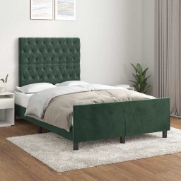 Cadru de pat fara saltea verde închis 120x190 cm catifea GartenMobel Dekor