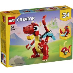 LEGO Creator 3 în 1 Dragon Rosu 31145, set de constructie pentru copii 6+