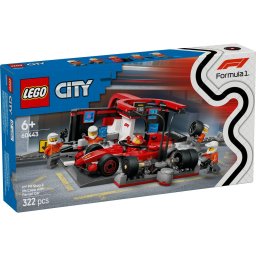 LEGO City Boxa F1 si mecanici cu masina Ferrari, 60443, 322 piese