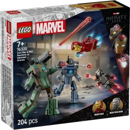 LEGO Marvel Iron Man si War Machine vs Dronele Hammer 76320, 204 piese