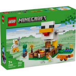 LEGO Minecraft Ferma de Pui 21585, set de constructie cu 233 piese