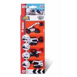 Set 4 utilaje Bobcat Maisto die-cast cu piese mobile pentru copii