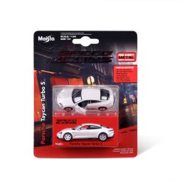 Macheta auto Maisto Porsche Taycan Turbo S alba, scara 1:64