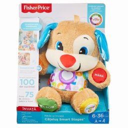Catelus educativ interactiv Fisher-Price în limba romana, 6+ luni