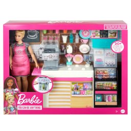 Set Barbie Cafenea cu 20 de accesorii si papusa inclusa, Mattel