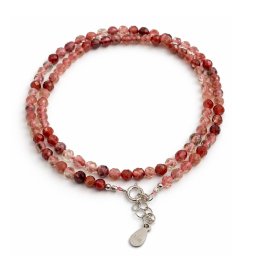 Colier din Andezin (Tibet Sunstone) Rotund Fatetat 4x4 mm Accesorii de Argint 925 - 1 Buc