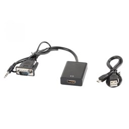 LANBERG VGA/D-Sub + Jack HDMI Convertor Negru 20cm AD-0021-BK