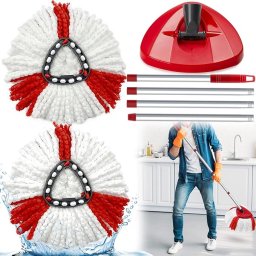 Set mop rotativ compatibil Vileda Turbo 2in1, 2 rezerve microfibra, coada, baza, Mikqky