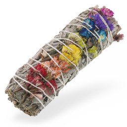 Buchet Salvie Alba cu flori 7 chakre - 12cm (California White Sage)