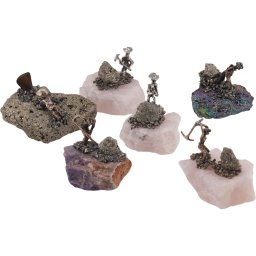 Cristal brut decorativ cu figurina din metal, 55-65mm