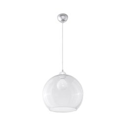 Sollux SL.0248 - Pendul BALL pe cablu 1xE27/15W/230V Ø 30 cm, sticlă transparentă / crom lucios