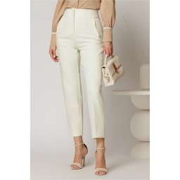 Pantaloni ivoar cu croi conic si talie inalta