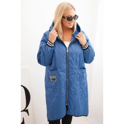 Kesi Włoski Women's Plus Size quilted jacket with a hood and sporty cuffs light denim