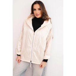 Kesi Włoski Women's spring quilted jacket with a hood and zipper beige