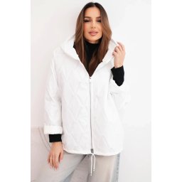 Kesi Włoski Women's spring quilted jacket with a hood and zipper white