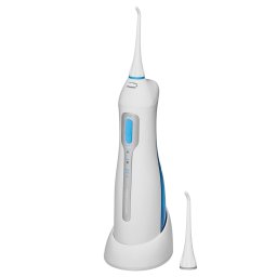 Irigator oral ProfiCare, PC-MD 3026 A, rezervor integrat in maner 150 ml, 3 trepte de presiune, functie pulse, 2 duze de curatare, statie incarcare, alb