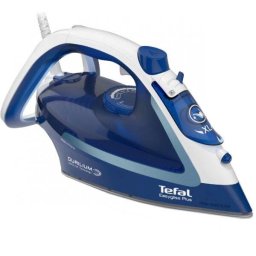 Fier de calcat TEFAL EasyGliss Plus FV5735E0, 2500W, 220g/min, Easygliss Plus , Durilium AirGlide, sistem anticalcar, functie calcare verticala, Auto OFF, Autosteam, alb&albastru