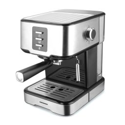 Espressor manual Heinner Brassile HEM-850IXBK, 850W, 15bar, rezervor detasabil 1.5L, filtru dublu din inox, Negru/Inox