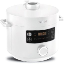 Oala sub presiune electrica multifunctionala TEFAL Turbo Cuisine CY754130, 10 programe, 5l, Temperatura reglabila, Pornire programabila, Cronometru, Alb