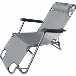 Sezlong Heinner cu tetiera, pentru gradina sau terasa, 153x60x79 cm, gri