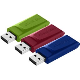 Verbatim Slider - USB Drive - 3x16 GB -16 GB Blue - Green - Red 49326