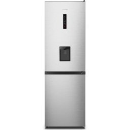 Combina frigorifica Heinner HCNF, HS304XWDE++, Capacitate 304 l, Full No Frost, Clasa E, Dozator de apa, Display LED, Iluminare LED, H 186, Inox