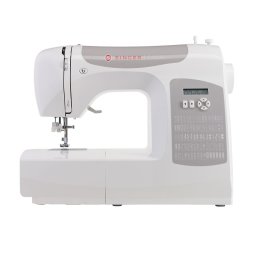 Masina de cusut electrica Singer C5205, Lumina LED, Afisaj, Pat alimentator, Alb-Gri