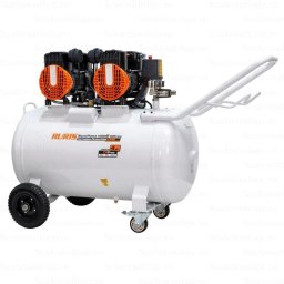 Compresor Silentios Ruris Silent Power 10000 OilFree – 3000W, 100L, 528 l/min, 8 Bar, Fara Ulei, 2 Cilindri, 2 Iesiri, Protectii Multiple, Alb-Negru-Portocaliu
