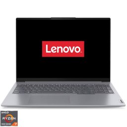 Laptop Lenovo ThinkBook 16 G7 ARP, 16 inch, WUXGA IPS, Procesor AMD Ryzen™ 7 7735HS (16M Cache, pana la 4.75 GHz), 16GB DDR5, 512GB SSD, AMD Radeon 680M, No OS, Gri