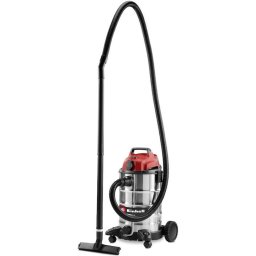 Aspirator multifunctional umed/uscat Einhell TC-VC 3055 SA, putere 900 W, 190 mbar, priza automata pentru unelte electrice, recipient colectare din otel inoxidabil 30 l, roti si role, include duze