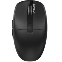 Mouse wireless Serioux AirFlow, receptor dual USB-A +Type-C, LED, Bluetooth, ABS, click silentios L/R, 1600 DPI, acumulator 500mAh, Negru