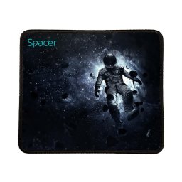 Mousepad Spacer gaming, cauciuc si material textil, 250 x 210 x 3 mm, imagini, Negru